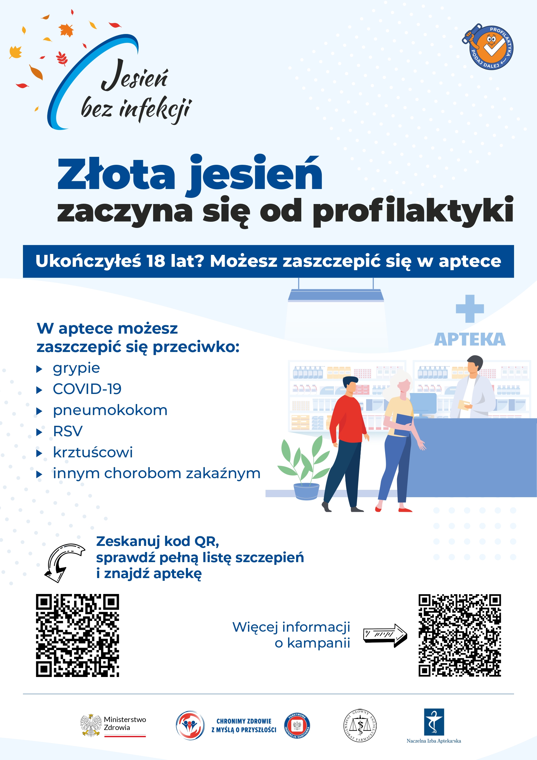 Jesień i&nbsp;zima to czas, gdy liczba zachorowań na&nbsp;infekcje dr&oacute;g oddechowych wyraźnie rośnie. Grypa, COVID-19, RSV, krztusiec czy&nbsp;choroby wywoływane przez pneumokoki pojawiają się znacznie częściej niż w&nbsp;pozostałych porach roku. Przybliżymy Ci, krok po kroku jak przygotować się do sezonu jesienno-zimowego. Dowiesz się, dlaczego profilaktyka ma znaczenie, jak budować odporność oraz&nbsp;kt&oacute;re szczepienia są rekomendowane osobom starszym. Wszystko po to, aby jak najdłużej cieszyć się zdrowiem i&nbsp;uniknąć poważnych powikłań.