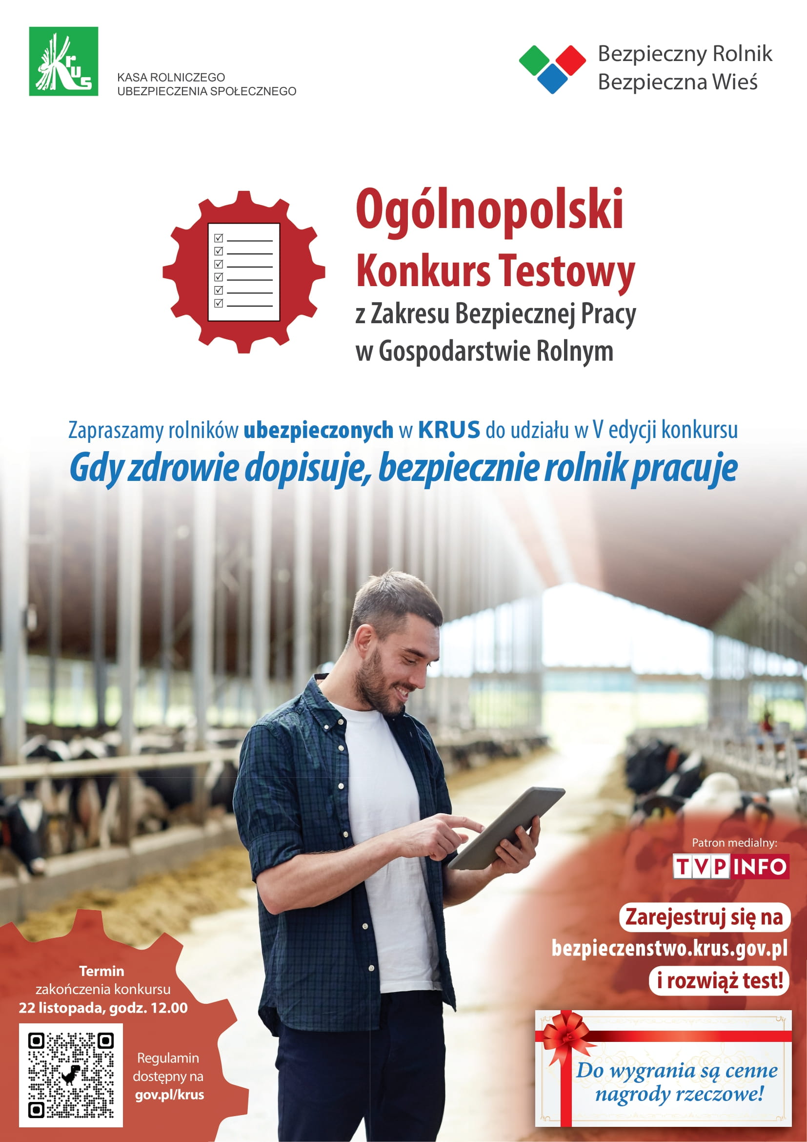 Zapraszamy do udziału w Ogólnopolskim Konkursie Testowym z Zakresu Bezpiecnej Pracy w Gospodarstwie Rolnym