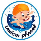 logo programu Umiem Pływać - grafika dziecka w wodzie